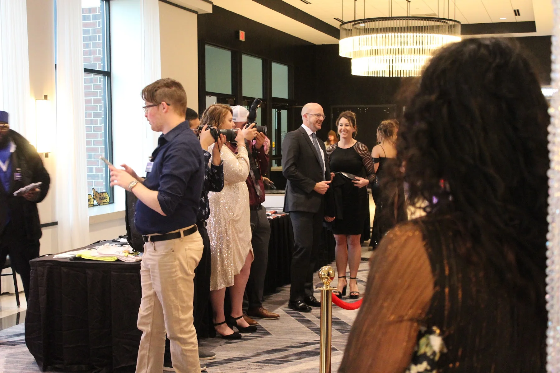Guests socializing in the awards lobby